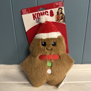KONG Snuzzles Holiday Christmas Gingerbread Medium Plush Squeaky Dog Toy 10"
